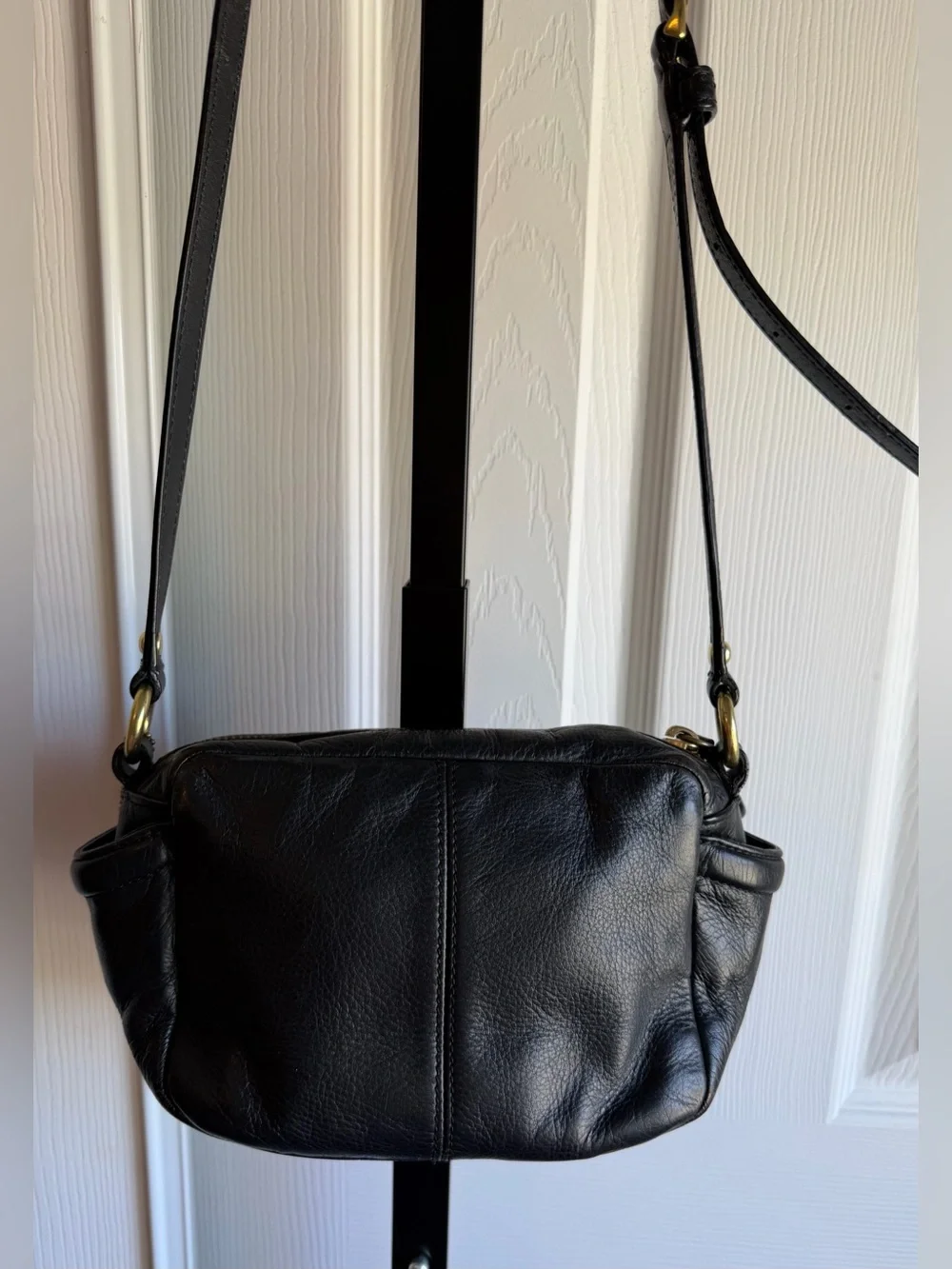 Coach Black Leather Crossbody with Gold Buckle Accent - Picture 3 of 12